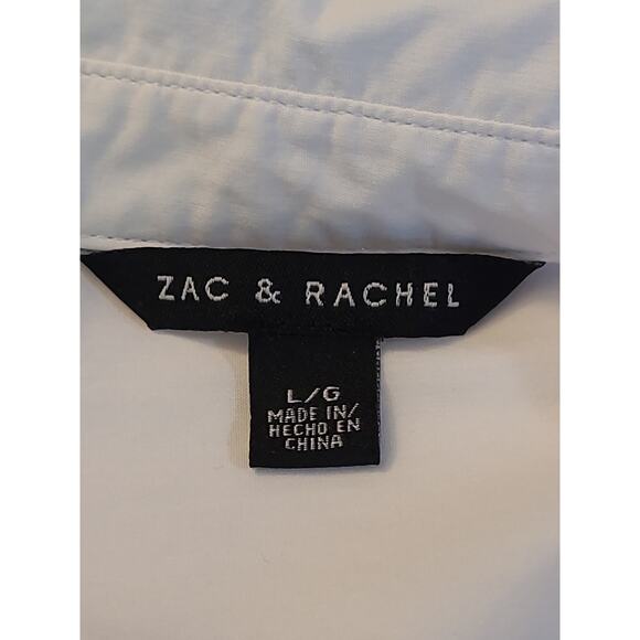 Zac & Rachel White Cotton Button Up Shirt Top Collar Gathered Back Large - Picture 4 of 11